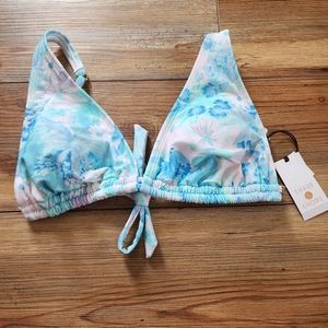 Shade & Shore Bikini Top Womens M Blue Floral NEW